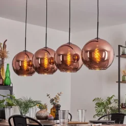 hofstein Suspension - Verre 30 cm Koyoto Cuivré, 4 lumières