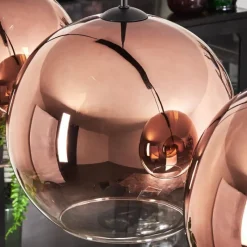 hofstein Suspension - Verre 30 cm Koyoto Clair, Cuivré, 4 lumières