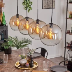 hofstein Suspension - Verre 30 cm Koyoto Ambre, Clair, 4 lumières
