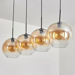 hofstein Suspension - Verre 30 cm Koyoto Ambre, Clair, 4 lumières