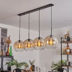 hofstein Suspension - Verre 30 cm Koyoto Ambre, Clair, 4 lumières