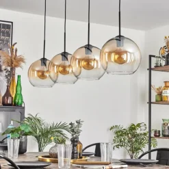 hofstein Suspension - Verre 25 cm Koyoto Ambre, Clair, 4 lumières