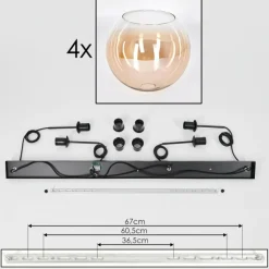 hofstein Suspension - Verre 25 cm Koyoto Ambre, Clair, 4 lumières