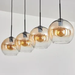 hofstein Suspension - Verre 25 cm Koyoto Ambre, Clair, 4 lumières