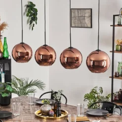 hofstein Suspension - Verre 25 cm Koyoto Cuivré, 4 lumières