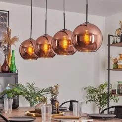 hofstein Suspension - Verre 25 cm Koyoto Cuivré, 4 lumières