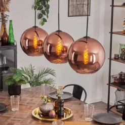 hofstein Suspension - Verre 30 cm Koyoto Cuivré, 3 lumières