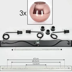 hofstein Suspension - Verre 30 cm Koyoto Cuivré, 3 lumières