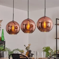 hofstein Suspension - Verre 30 cm Koyoto Cuivré, 3 lumières