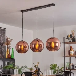 hofstein Suspension - Verre 30 cm Koyoto Cuivré, 3 lumières