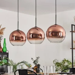 hofstein Suspension - Verre 30 cm Koyotot Clair, Cuivré, 3 lumières