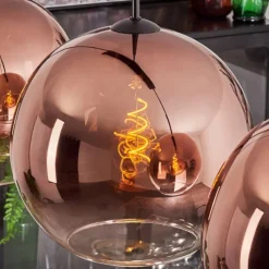 hofstein Suspension - Verre 30 cm Koyotot Clair, Cuivré, 3 lumières