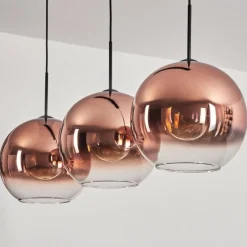 hofstein Suspension - Verre 30 cm Koyotot Clair, Cuivré, 3 lumières