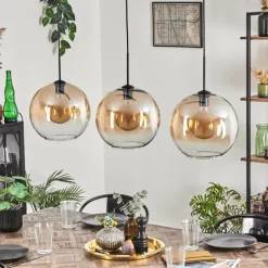 hofstein Suspension - Verre 30 cm Koyotot Ambre, Clair, 3 lumières