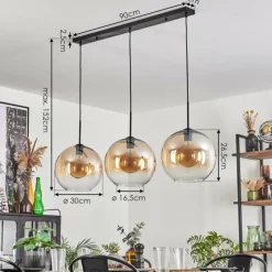 hofstein Suspension - Verre 30 cm Koyotot Ambre, Clair, 3 lumières