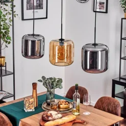 hofstein Suspension - Verre 25 cm Lauden Ambre, Chrome, 3 lumières