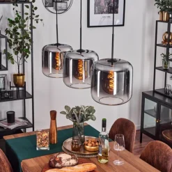 hofstein Suspension - Verre 25 cm Lauden Chrome, Clair, 3 lumières