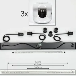 hofstein Suspension - Verre 25 cm Lauden Chrome, Clair, 3 lumières