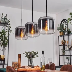 hofstein Suspension - Verre 25 cm Lauden Chrome, Clair, 3 lumières