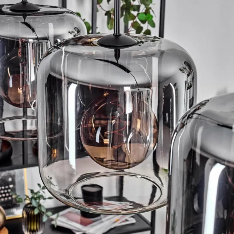 hofstein Suspension - Verre 25 cm Lauden Clair, Fumé, 3 lumières