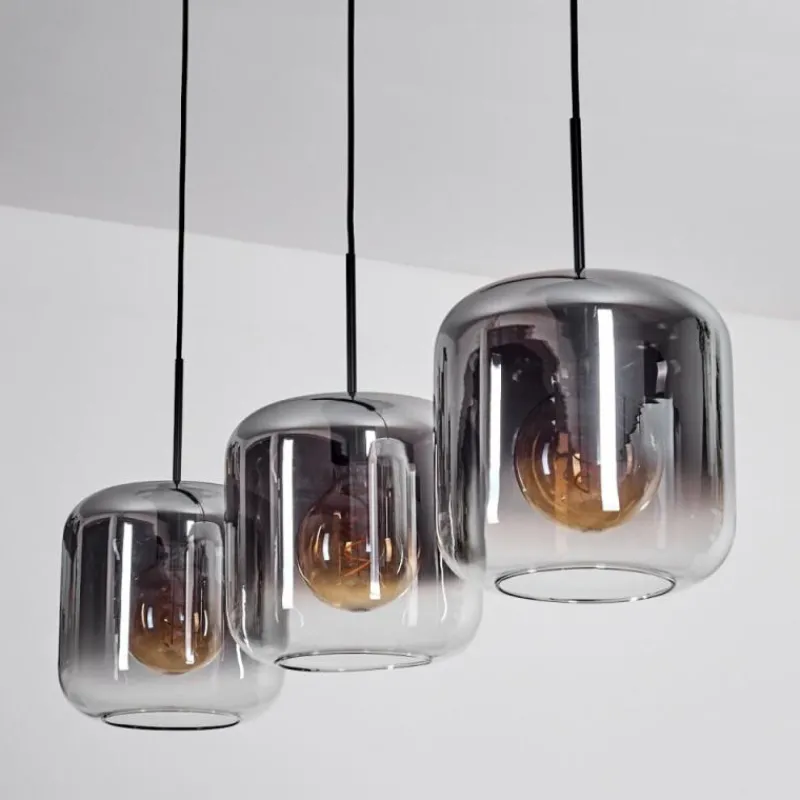 hofstein Suspension - Verre 25 cm Lauden Clair, Fumé, 3 lumières