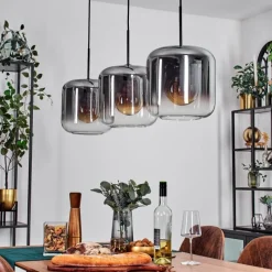 hofstein Suspension - Verre 25 cm Lauden Clair, Fumé, 3 lumières