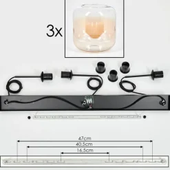 hofstein Suspension - Verre 25 cm Lauden Ambre, Clair, 3 lumières