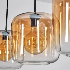 hofstein Suspension - Verre 25 cm Lauden Ambre, Clair, 3 lumières