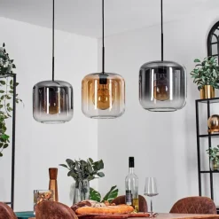 hofstein Suspension - Verre 25 cm Lauden Ambre, Clair, Fumé, 3 lumières