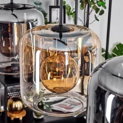 hofstein Suspension - Verre 25 cm Lauden Ambre, Clair, Fumé, 3 lumières