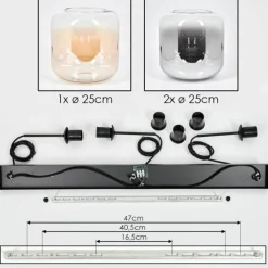 hofstein Suspension - Verre 25 cm Lauden Ambre, Clair, Fumé, 3 lumières