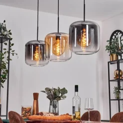 hofstein Suspension - Verre 25 cm Lauden Ambre, Clair, Fumé, 3 lumières