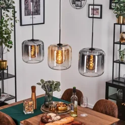 hofstein Suspension - Verre 25 cm Lauden Ambre, Clair, Fumé, 3 lumières