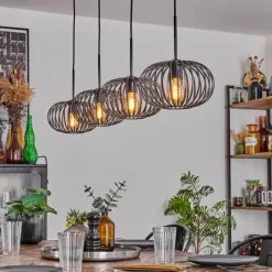 hofstein Suspension - Verre 25 cm Oravi Noir, 4 lumières