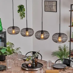 hofstein Suspension - Verre 25 cm Oravi Noir, 4 lumières