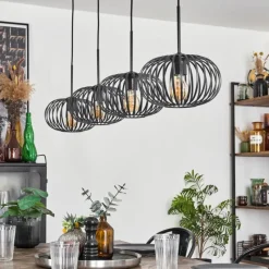 hofstein Suspension - Verre 25 cm Oravi Noir, 4 lumières