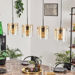 hofstein Suspension - Verre 20 cm Parane Ambre, Clair, 4 lumières