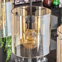 hofstein Suspension - Verre 20 cm Parane Ambre, 4 lumières