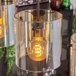 hofstein Suspension - Verre 20 cm Parane Ambre, 4 lumières