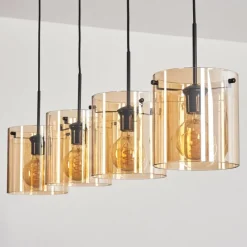 hofstein Suspension - Verre 20 cm Parane Ambre, 4 lumières