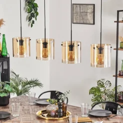 hofstein Suspension - Verre 20 cm Parane Ambre, 4 lumières