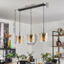 hofstein Suspension - Verre 20 cm Parane Ambre, Clair, 3 lumières