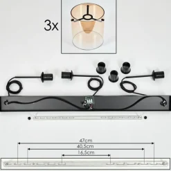 hofstein Suspension - Verre 20 cm Parane Ambre, Clair, 3 lumières