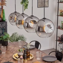 hofstein Suspension - Verre 30 cm Ripoll Chrome, Clair, 4 lumières