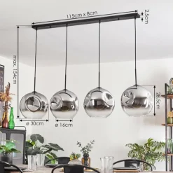 hofstein Suspension - Verre 30 cm Ripoll Chrome, Clair, 4 lumières