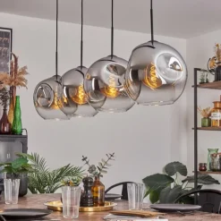 hofstein Suspension - Verre 30 cm Ripoll Chrome, Clair, 4 lumières