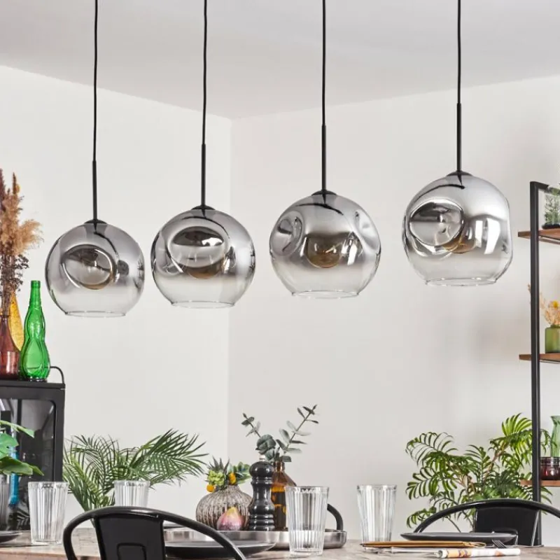 hofstein Suspension - Verre 25 cm Ripoll Clair, Fumé, 4 lumières