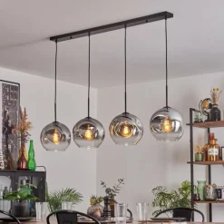 hofstein Suspension - Verre 25 cm Ripoll Clair, Fumé, 4 lumières