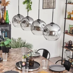 hofstein Suspension - Verre 25 cm Ripoll Clair, Fumé, 4 lumières