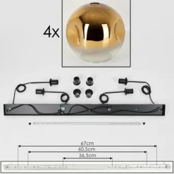 hofstein Suspension - Verre 30 cm Ripoll Or, Clair, 4 lumières
